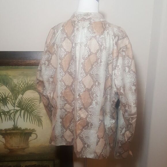 CHICO'S Snake Print Open Front Jacket - Size 3 - Picture 3 of 5